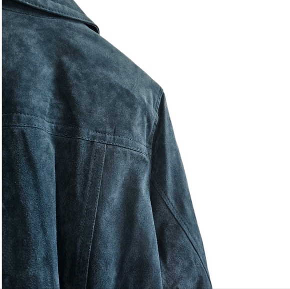 Suede moto biker jacket teal blue lined full zip nwt - Picture 3 of 11